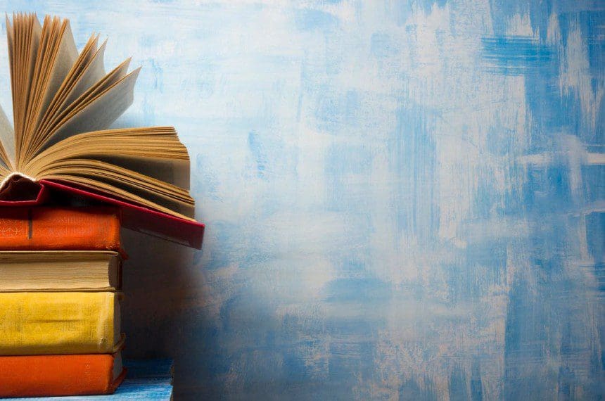 A stack of books on top of each other.