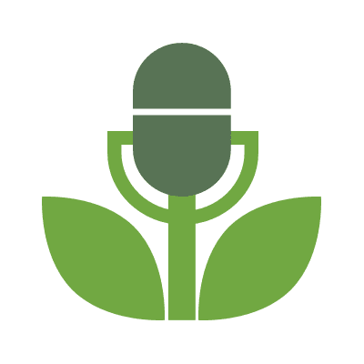 A green microphone and leaves are shown.