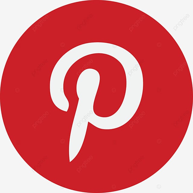 A red and white logo for pinterest